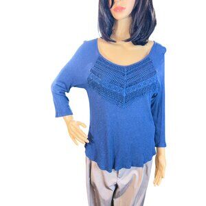 (5 for $25)Altar'd State Scoopneck Ribbed Top‎ with Crochet Details Size Small